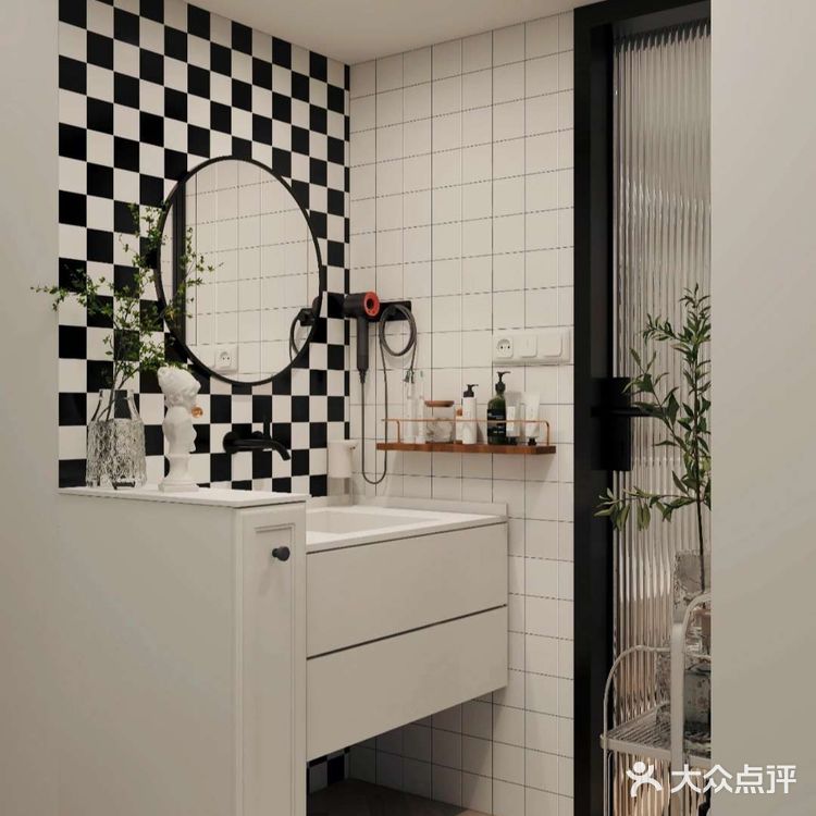 浴室柜这么设计，即是半墙隔断也是收纳柜