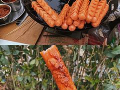 门口老奶奶卖的炸香肠真的是童年回忆了-西安市长乐公园