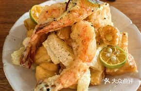 Pineapple Fried Dough with Black Tiger Shrimp