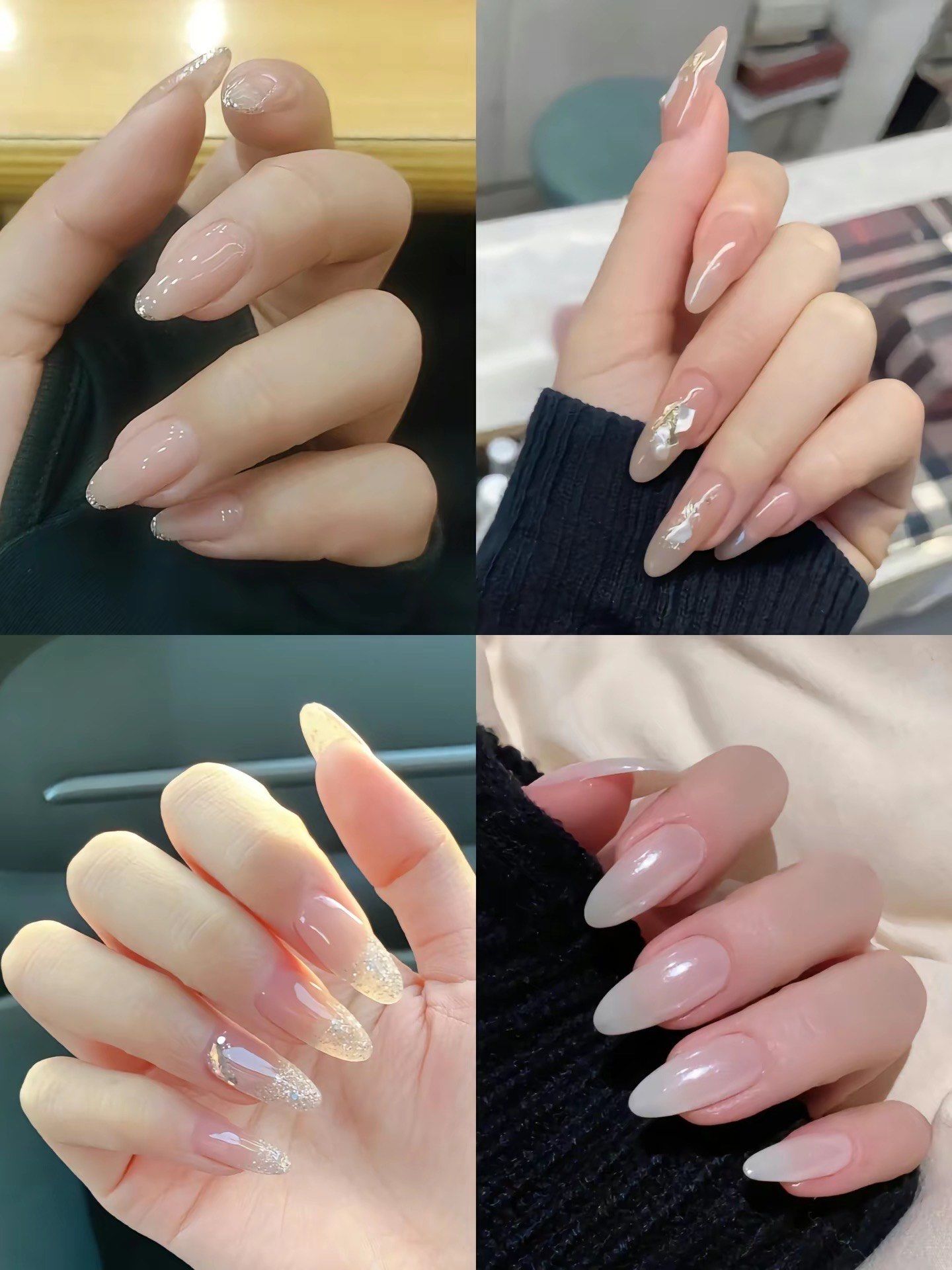 修长显白玉指美甲水滴甲款式通勤裸色美甲