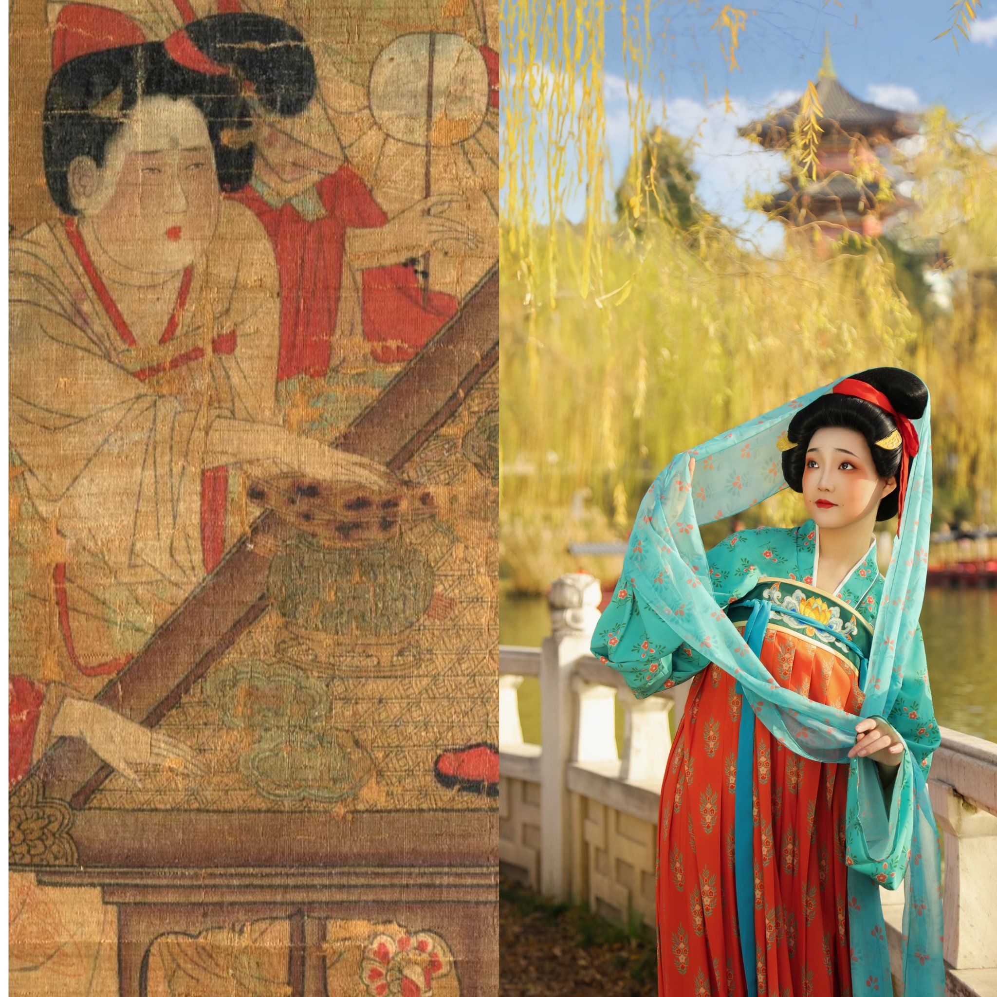 唐·复原|《宫乐图》里梳堕马髻的仕女