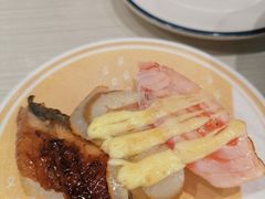 火炙三拼（三文鱼/鳗鱼/扇贝）-滨寿司(新街口中央商场店)