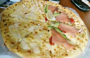 Coconut-Lychee Durian Pizza with Smoked Salmon