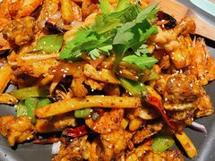 炭火干锅牛蛙+虾-炭舍干锅·烤鱼(扬名广场店)