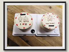 简笔画头像手绘蛋糕-艾加柒克蛋糕茶歇甜品台(春熙路店)