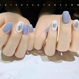清新雾霾蓝 美甲