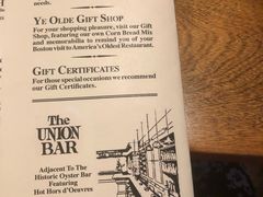 菜单-Union Oyster House