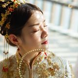 萧山婚纱礼服##香槟色马来褂