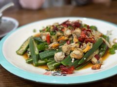 秋葵炒扇贝-老家黄墩(海滨二路店)