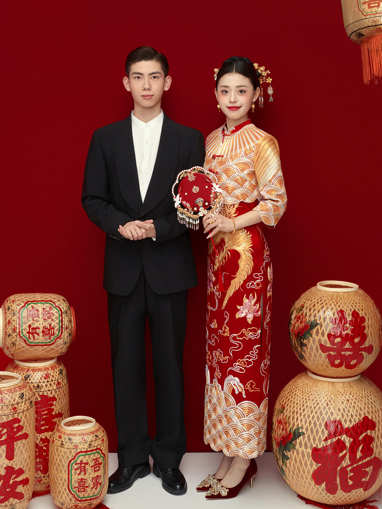 好喜欢这组中式龙凤褂婚纱照国风yyds