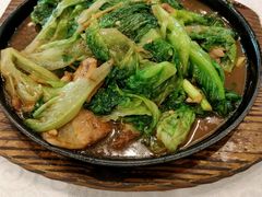 铁板虾酱花肉啫生菜-畔山酒店中餐厅