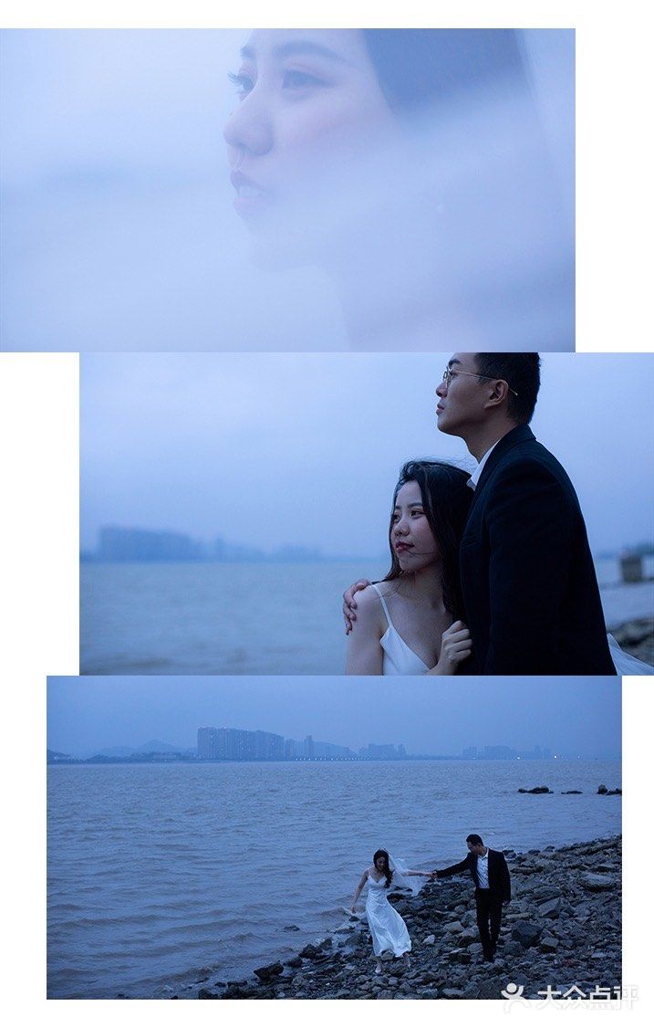 最美婚纱照♥️江边朦胧烟雨下的美景💦