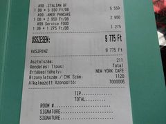 账单-纽约咖啡馆