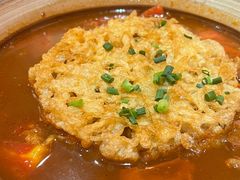 砂锅网红炸蛋焖番茄牛腩-山四砂锅(太原钟楼街店)