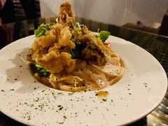 明太子炸軟殻蟹忌廉扁意粉-layback cafe & bar