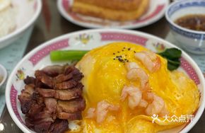 Shrimp Egg Fried Rice with Barbecue Pork