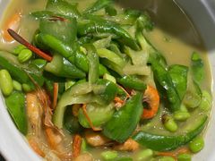 青茄子毛豆烧虾-大家发海鲜城夜排档(华山中路店)