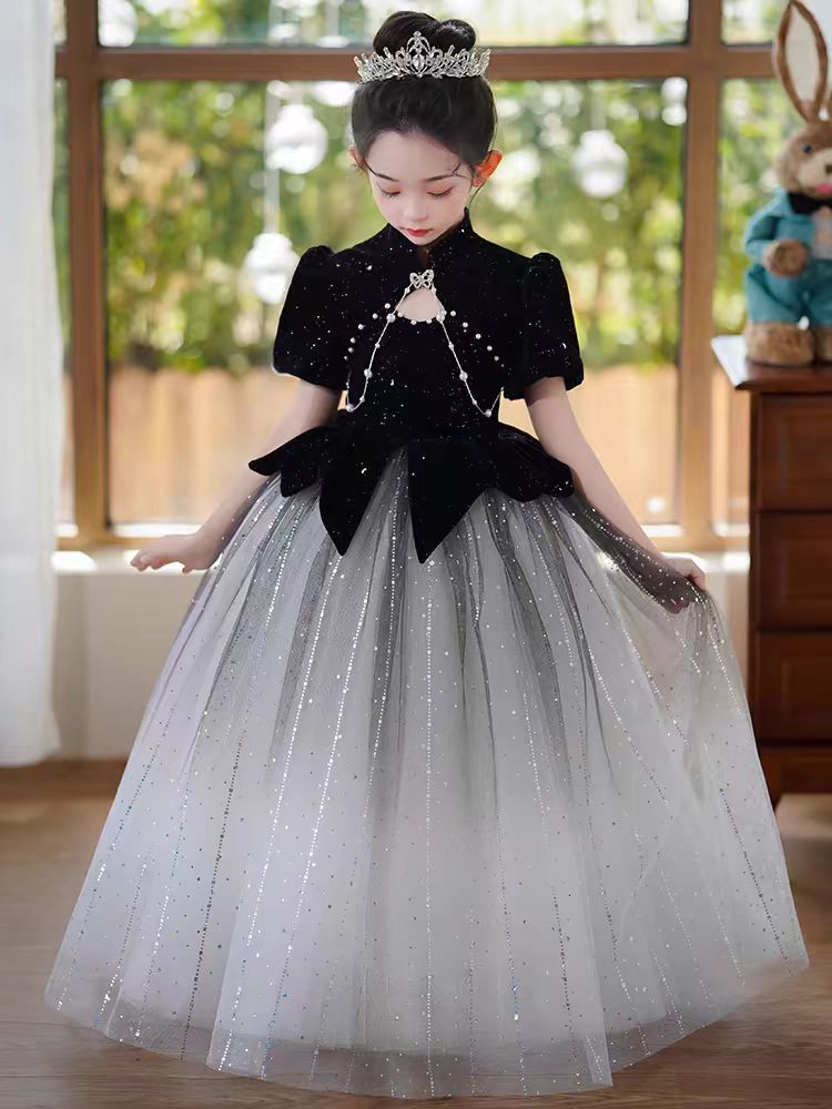 女童钢琴比赛主持人礼服