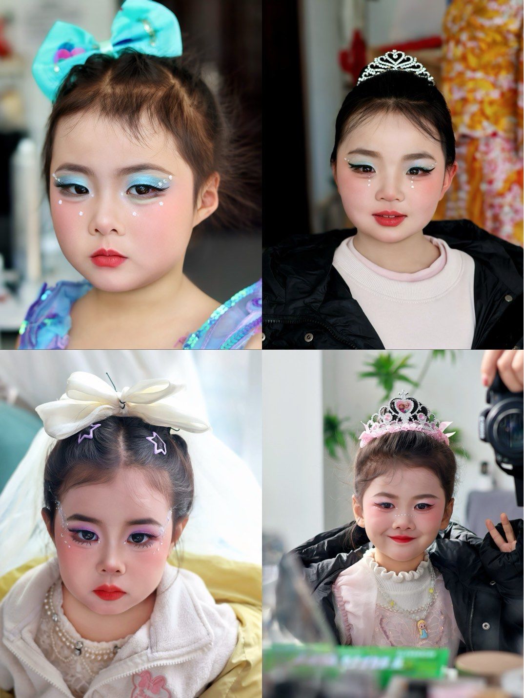 儿童舞台妆,蓝色眼影,紫色眼影