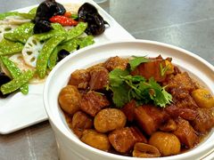 板栗红烧肉-丽泽山庄·生态怀柔菜·虹鳟鱼(红螺寺店)