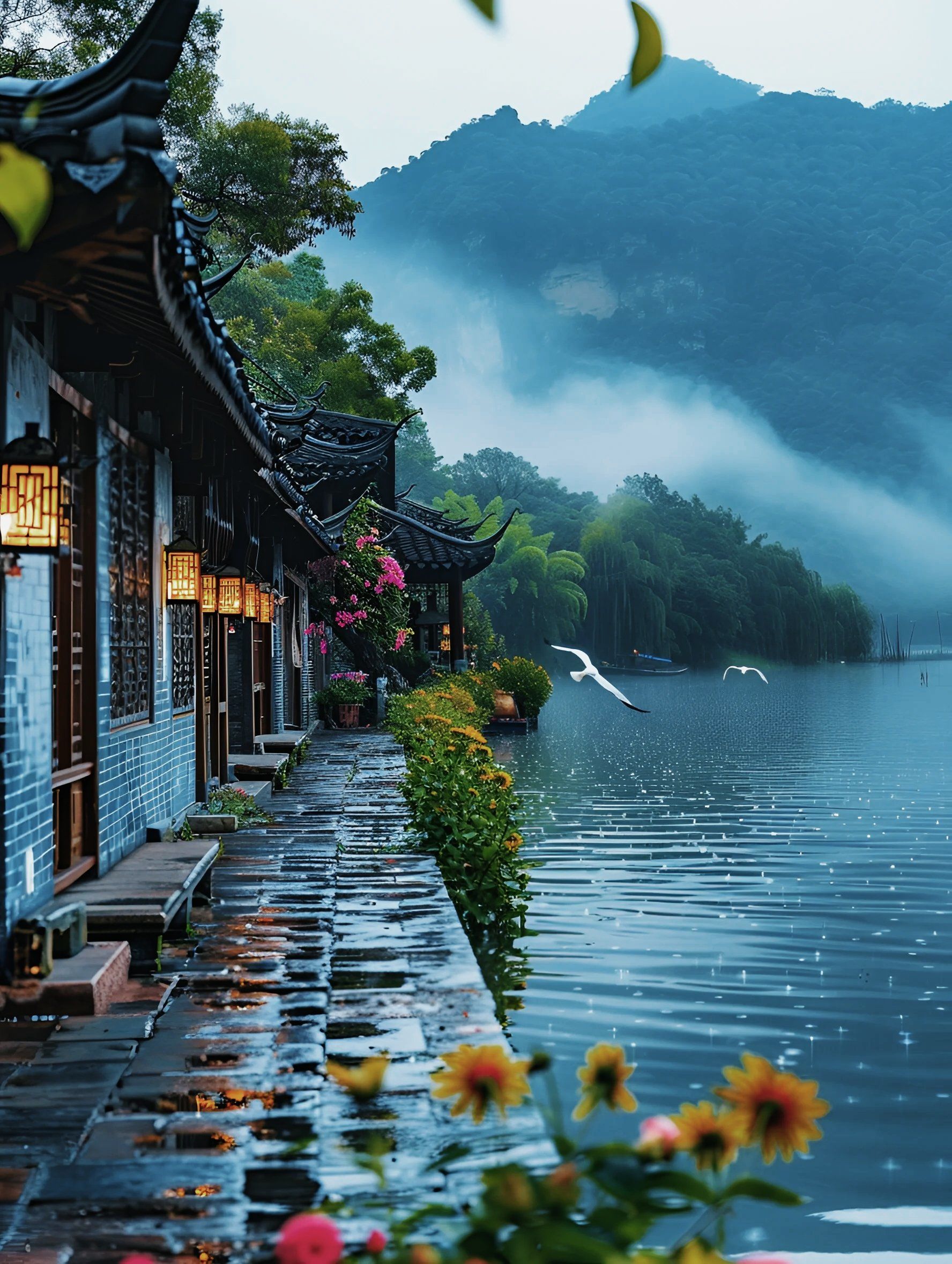 江南烟雨,美极了