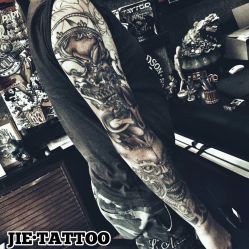 嘎巴拉花臂-未完待续 纹身师：杰Tattoo刺青主理人 TianJinChina_中国天津-杰TATTOO刺青