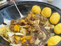 铁锅炖大鹅-粘豆包柴火铁锅炖