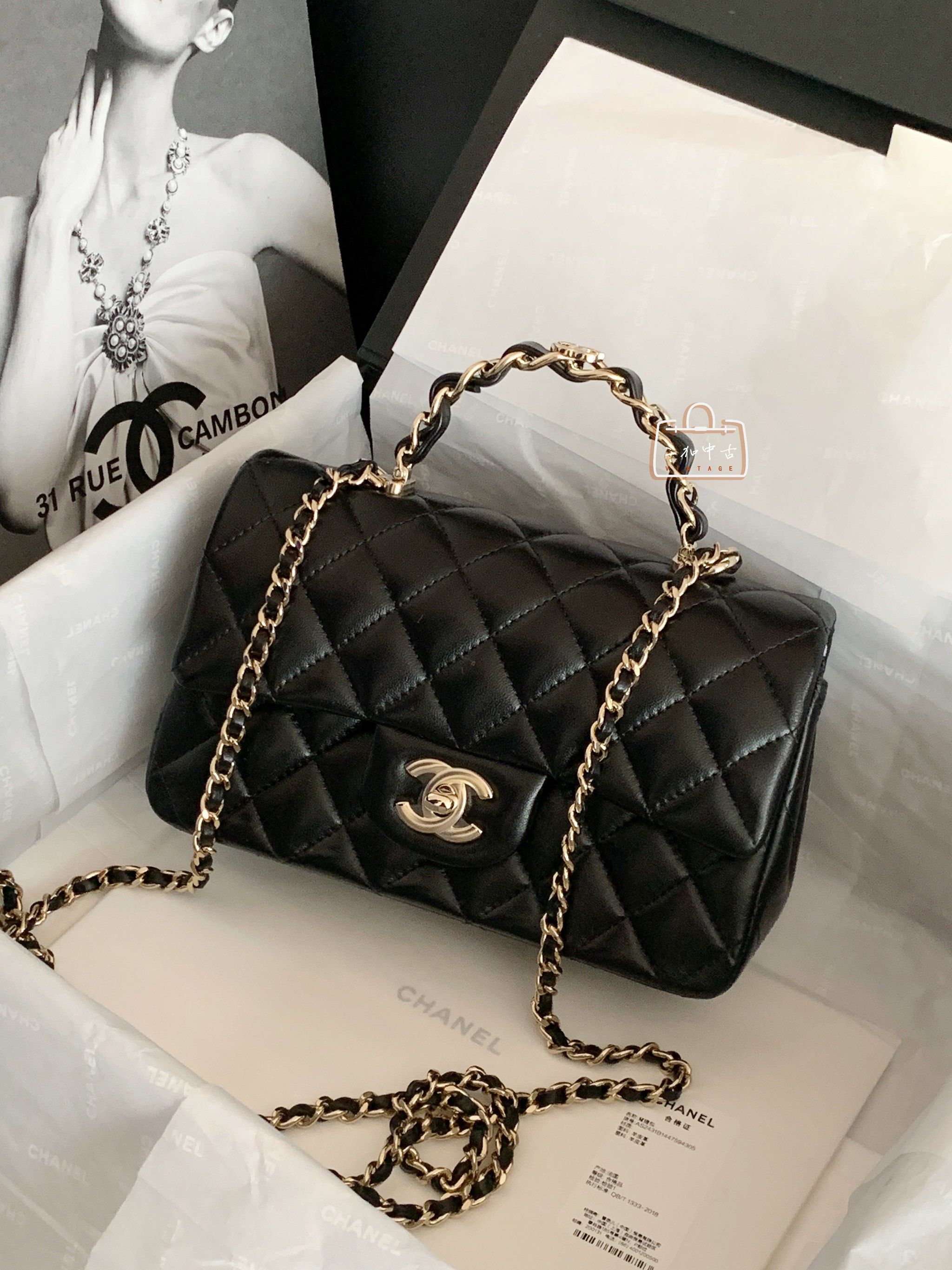 chanel香奈儿新款23k手柄cf大mini