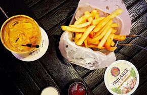 German Hot Dog with Fries and Coke