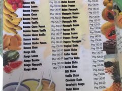 菜单-Jonah's Fruit Shake & Snack Bar