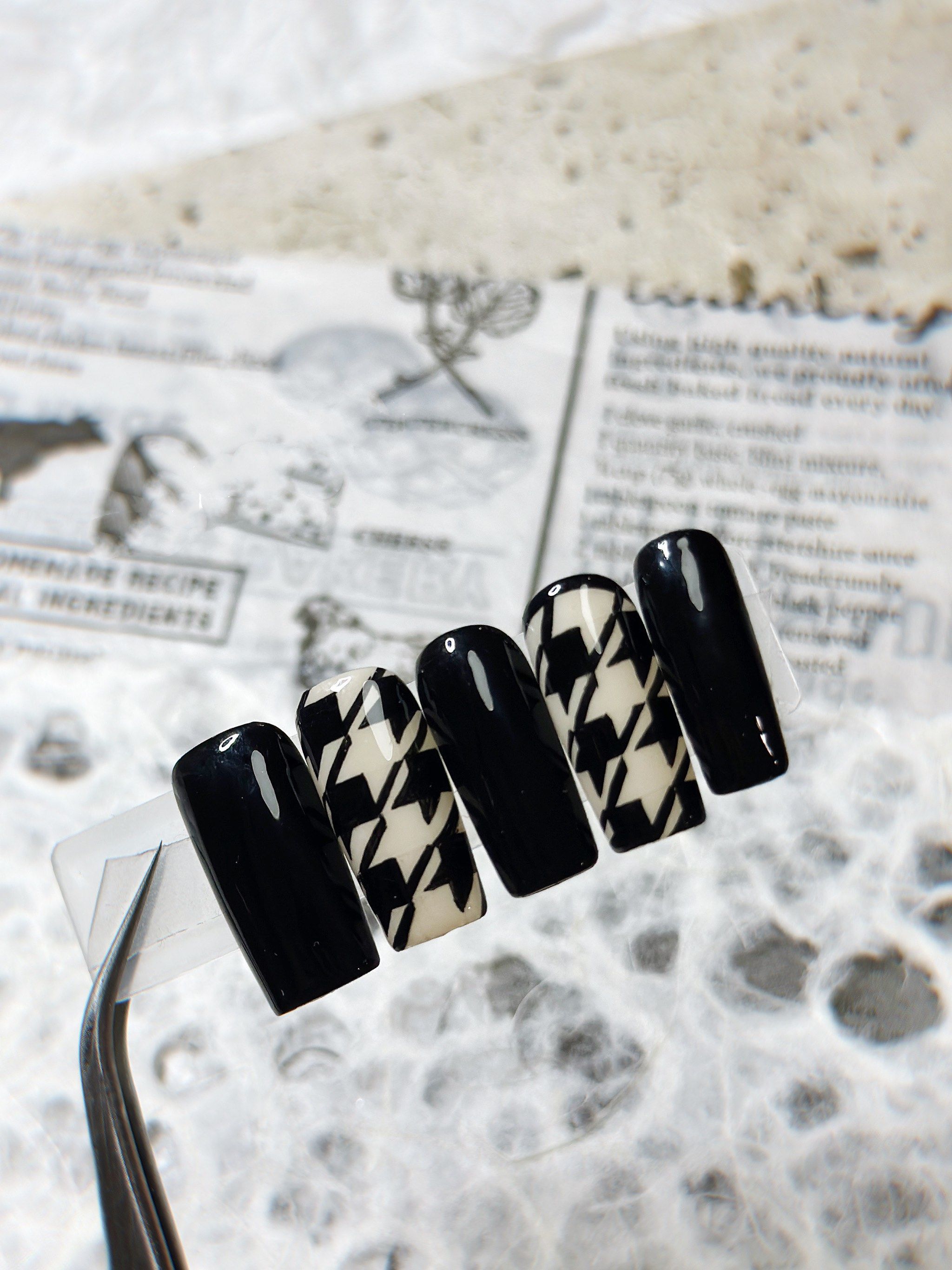 格子美甲 爱了爱了