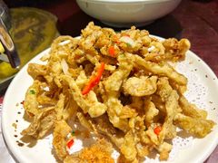 椒盐平菇-华盛园卷子王农家菜水库鱼