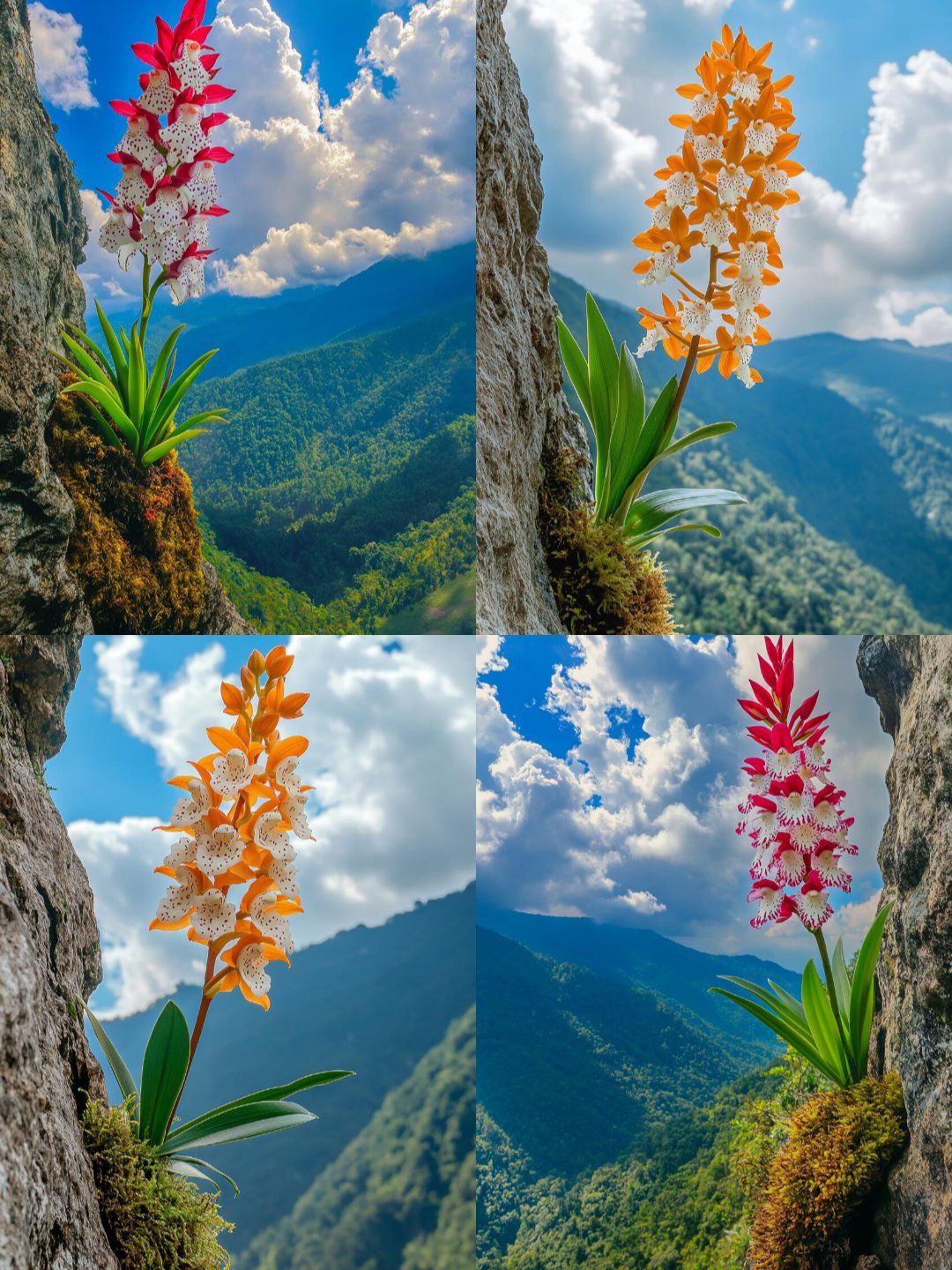 悬崖峭壁,绝处逢生,岩石上也能开出倔强美丽花