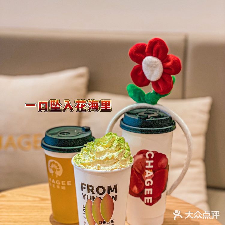 霸王茶姬红色山茶花，与君共品花茶香。