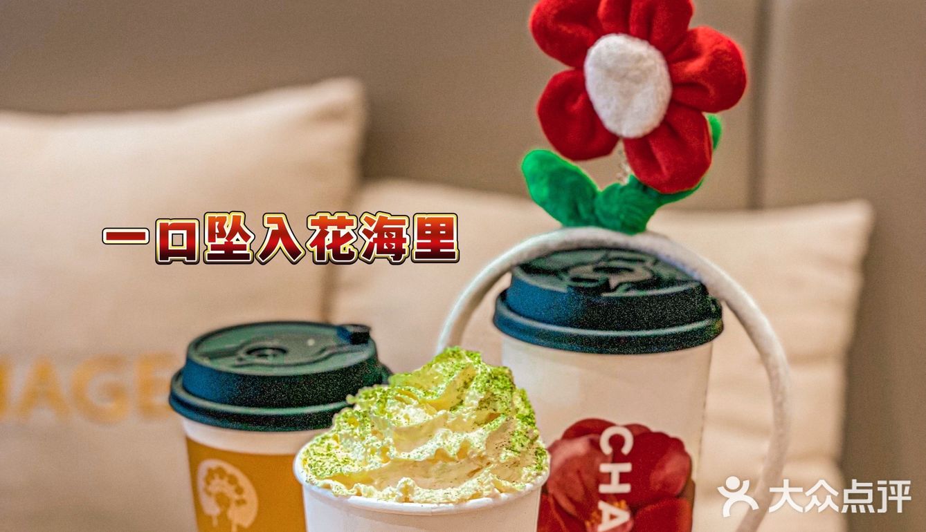 霸王茶姬红色山茶花，与君共品花茶香。