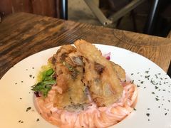 明太子炸軟殻蟹忌廉扁意粉-layback cafe & bar