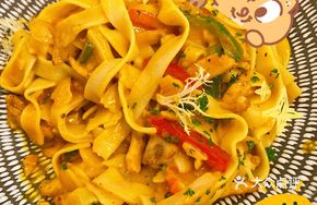Salted Egg Yolk Pumpkin Cheese Chicken Pasta