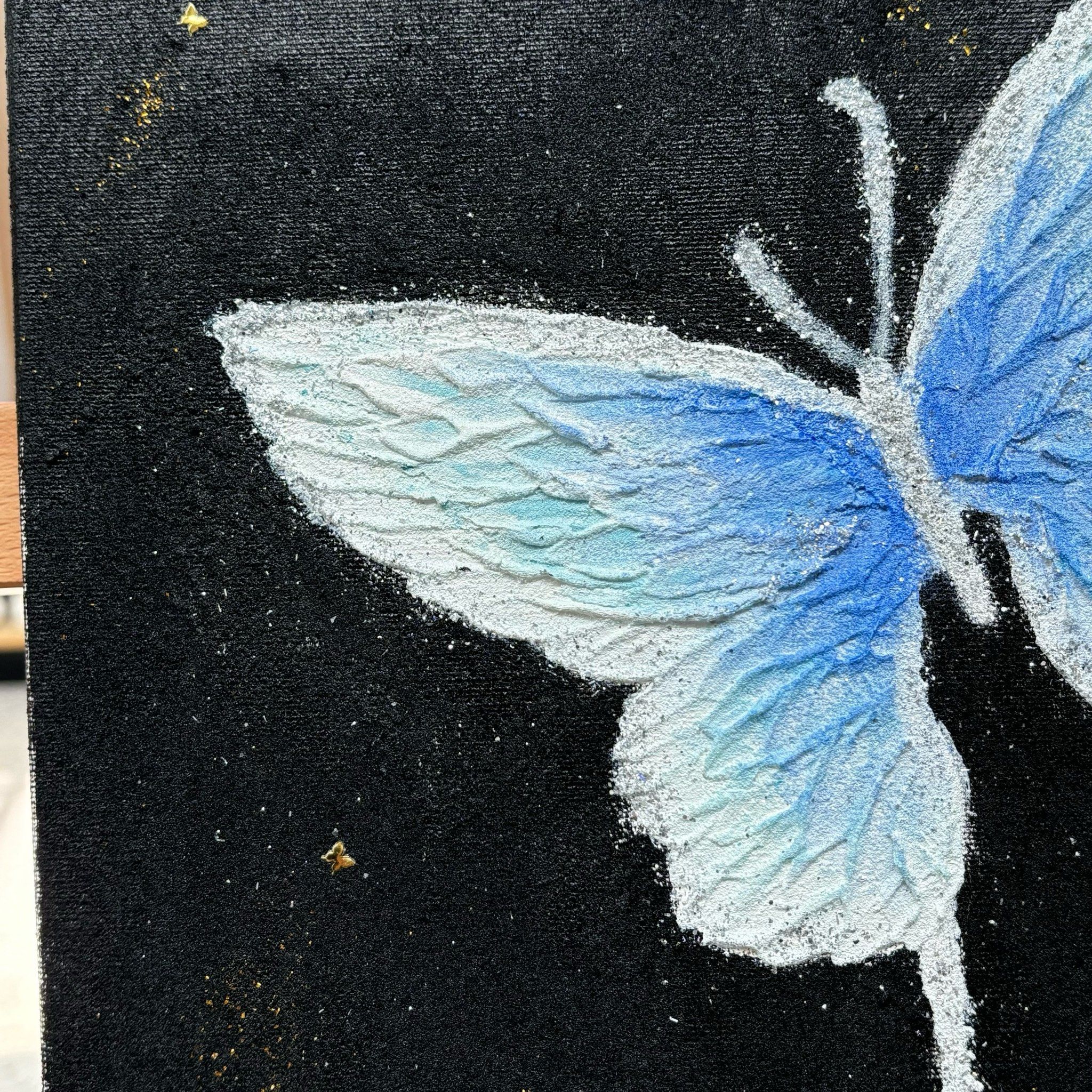 蓝色渐变蝴蝶肌理画🦋