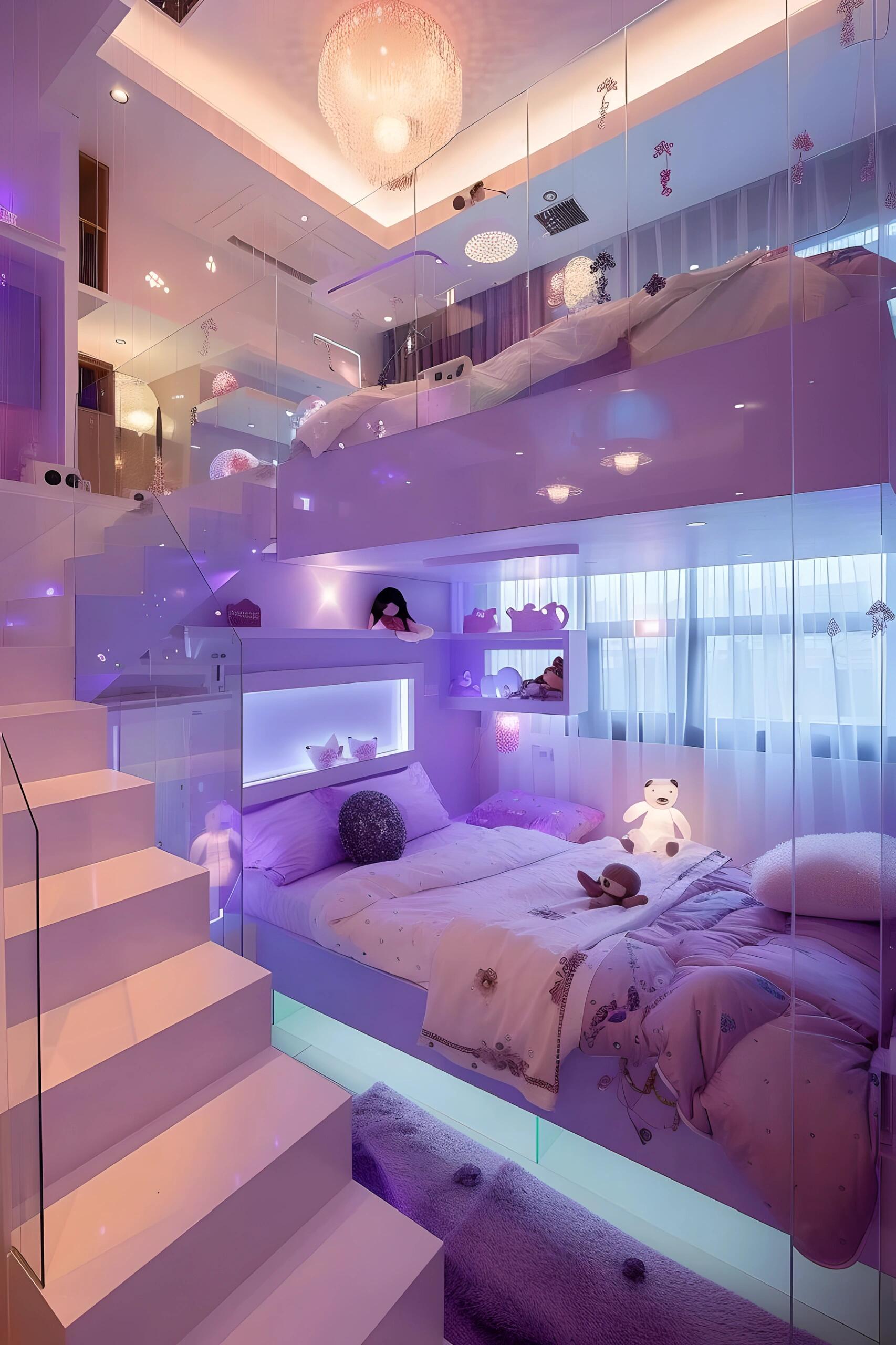梦幻紫色系儿童卧室/你喜欢哪一间💞