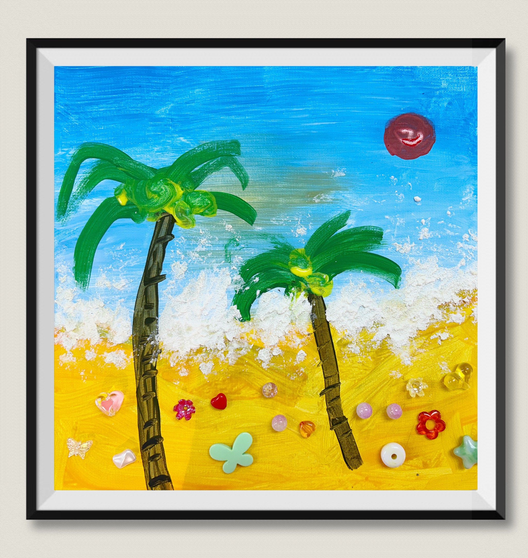 《阳光沙滩》的绘本故事,了解阳光沙滩的魅力,和海边的场景刻画,完成