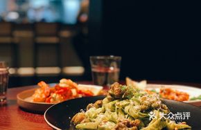 Abalone and Shrimp Basil Pesto Pasta