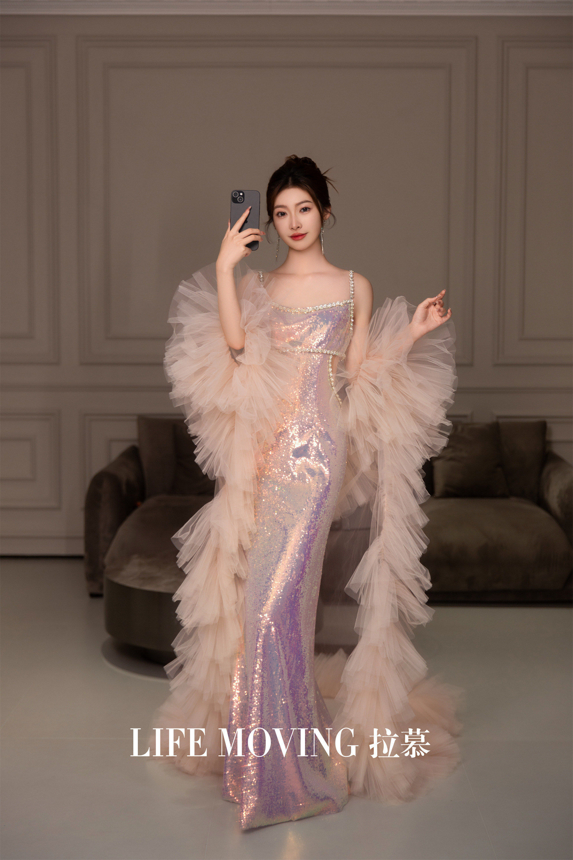 镇江拉慕婚纱 粉色人鱼姬礼服