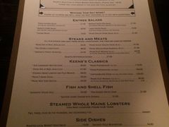 菜单-Keens Steakhouse