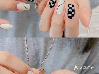 黑白棋盘格美甲【秋葵美所.okra salon.日式美甲美睫