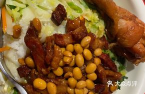 Fried Braised Chicken Leg with Half Portion of Braised Pork Rice