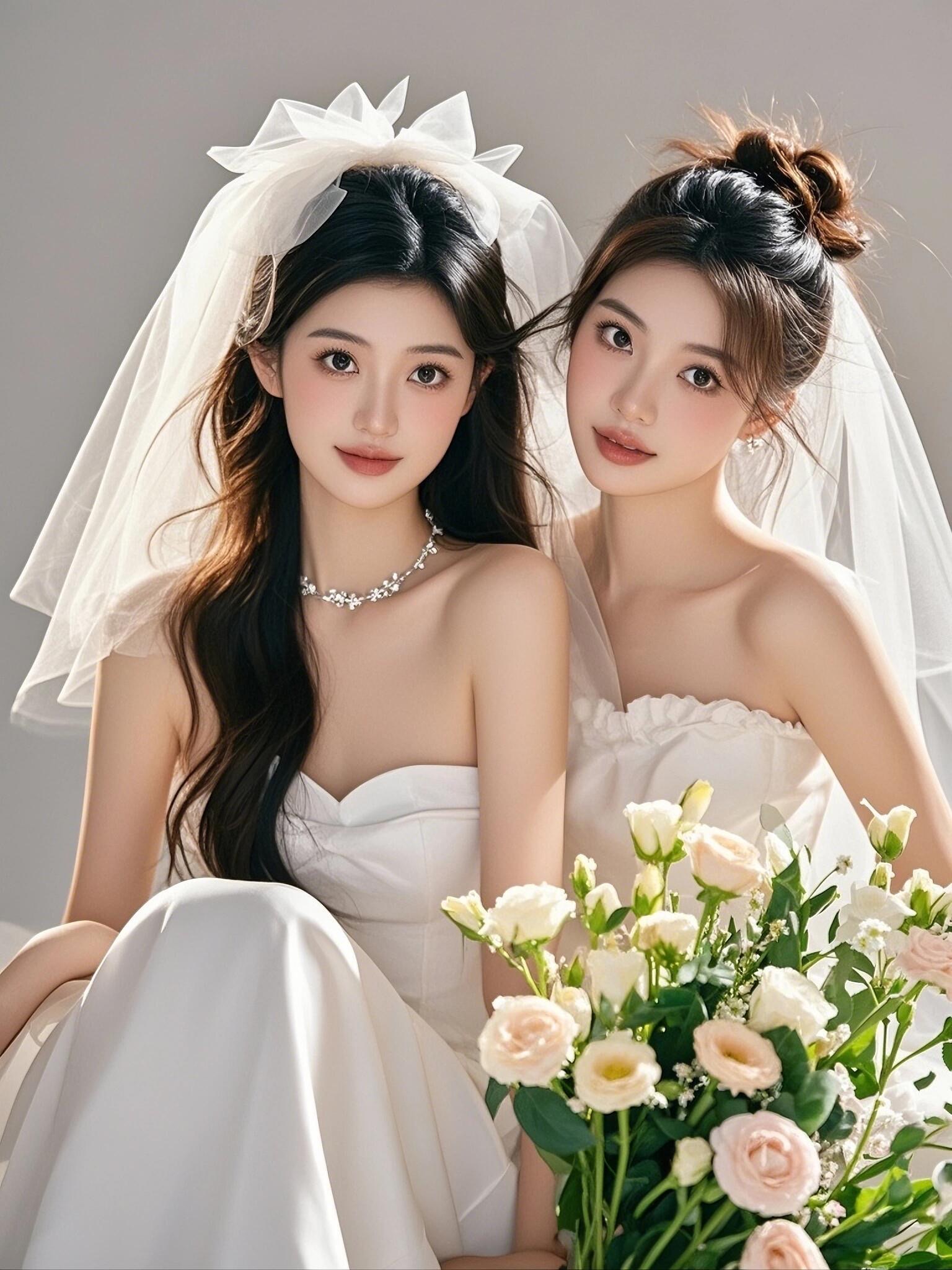 和闺蜜的浪漫瞬间,闺蜜婚纱写真~婚纱也