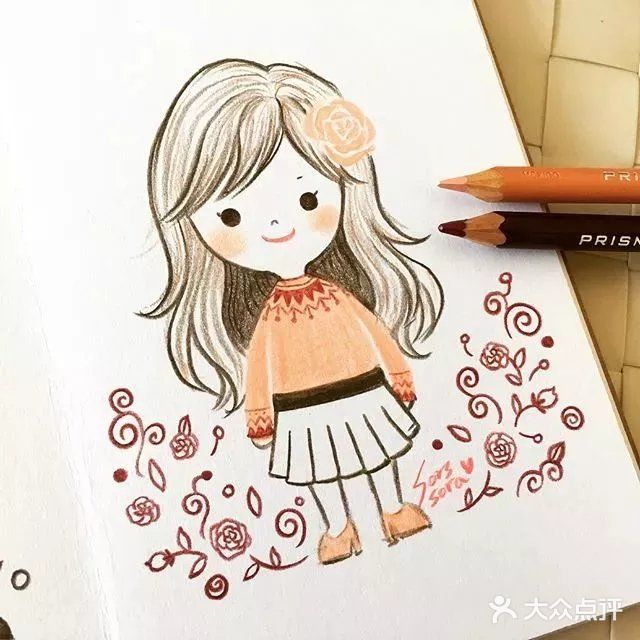 小清新彩铅人物画，每一张都超萌哒！