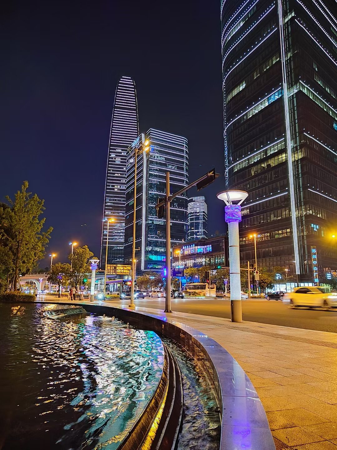 金鸡湖步道夜景图片