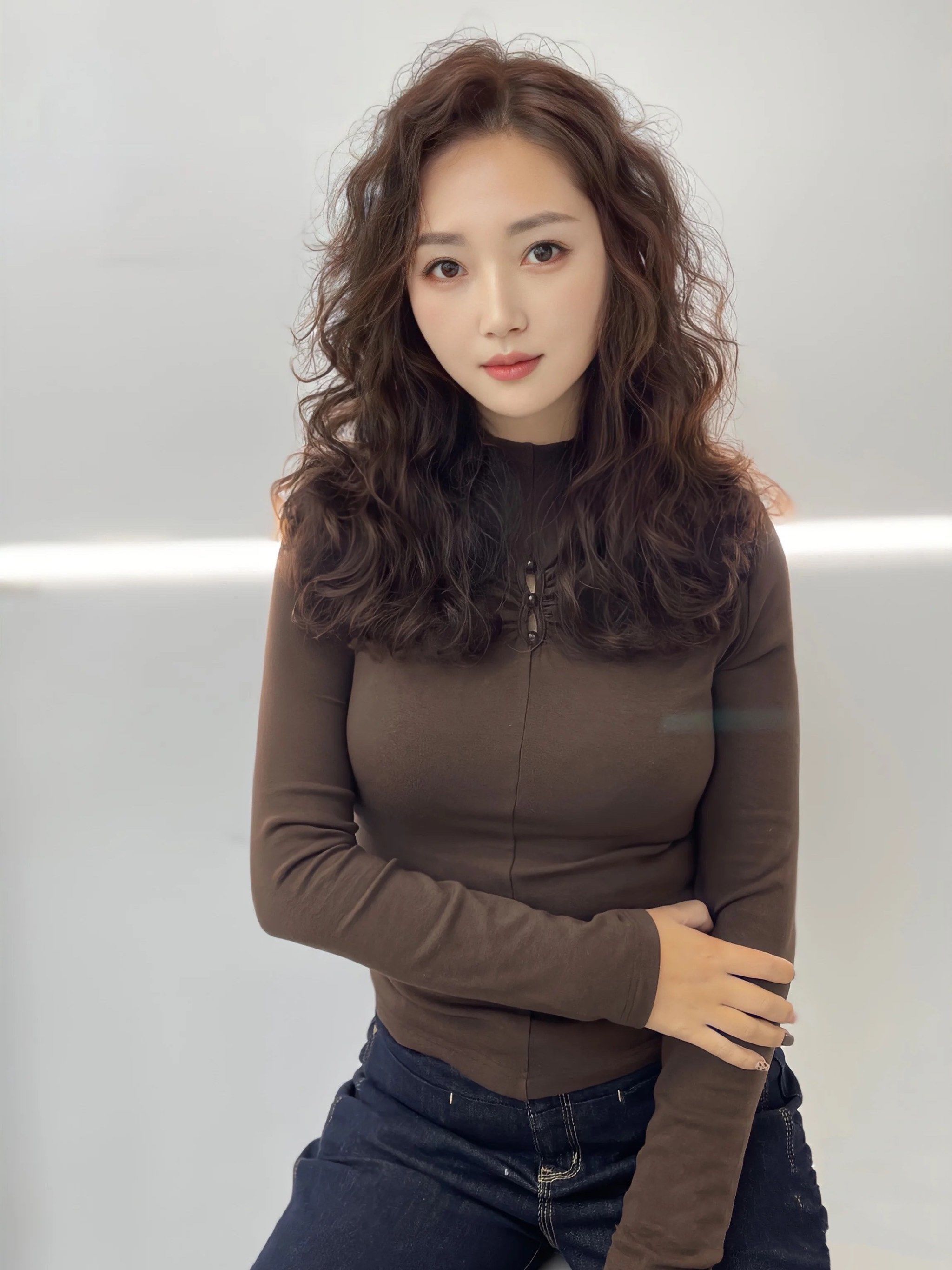 自然卷发:发丝呈现出自然卷曲的形态,没有过于生硬的感觉,显得非常