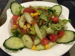 没有沙拉酱的沙拉-伊斯坦布尔土耳其清真咖啡餐厅